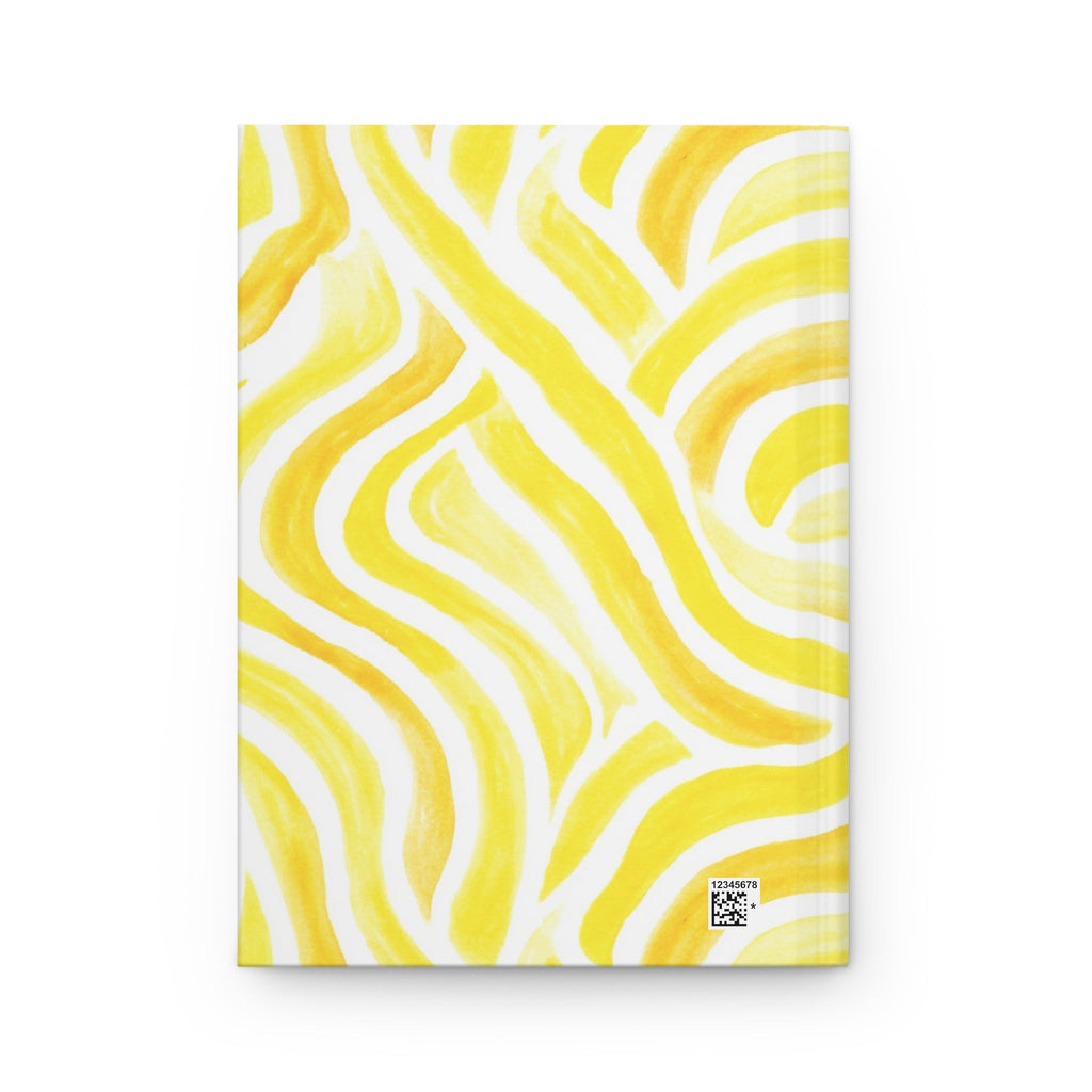 Yellow Abstract Swirl Hardcover Journal â€” Bright Wavy Pattern Notebook