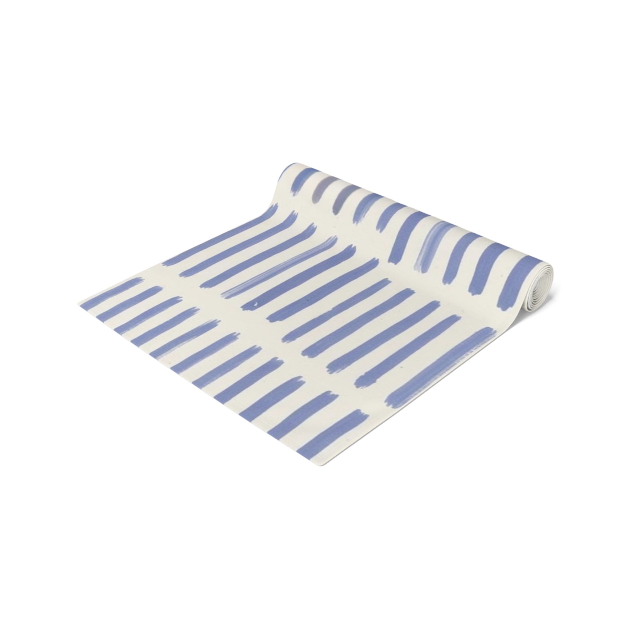 Blue Brushstroke Table Runner â€” Modern Cotton-Poly Dining Accent