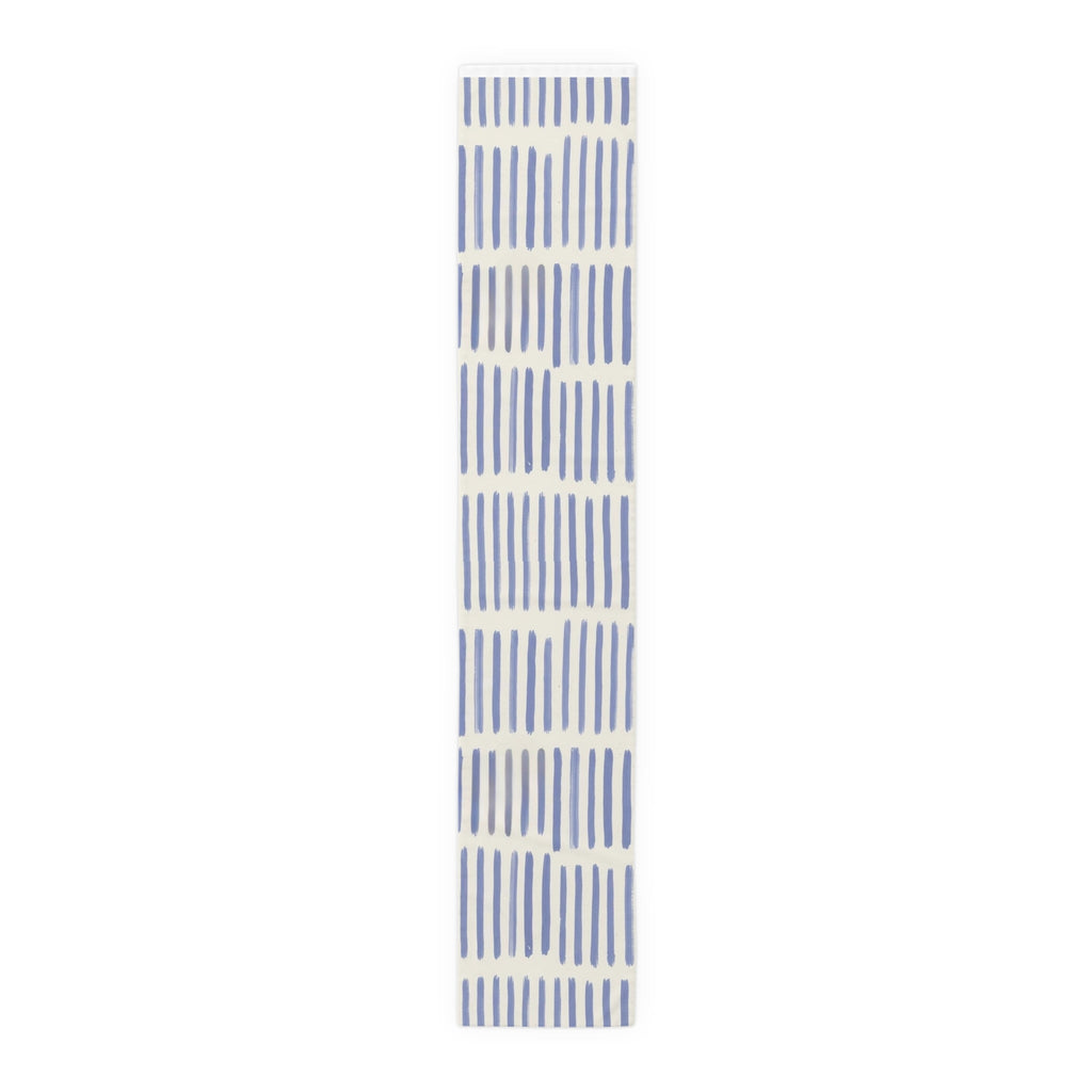 Blue Brushstroke Table Runner â€” Modern Cotton-Poly Dining Accent