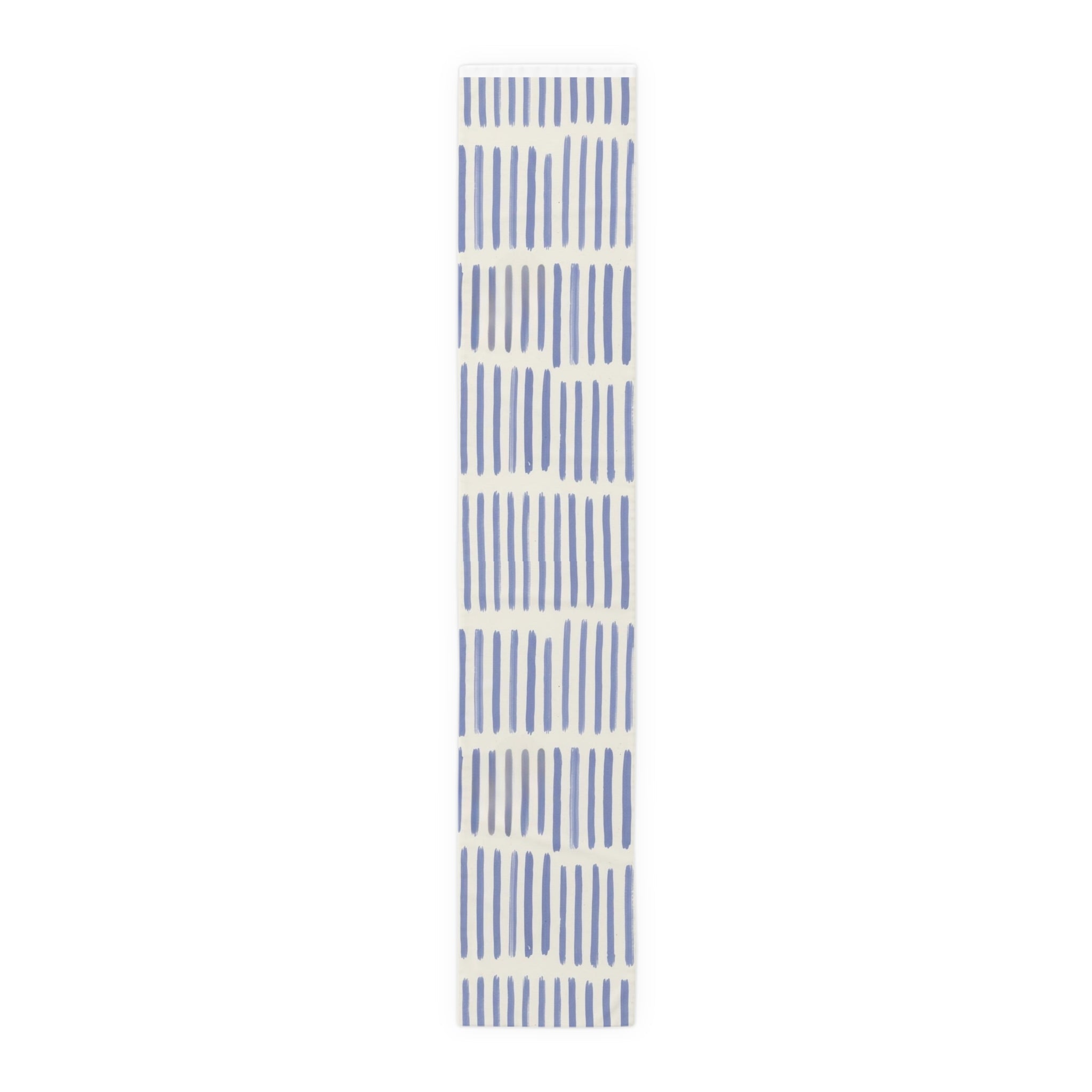 Blue Brushstroke Table Runner â€” Modern Cotton-Poly Dining Accent