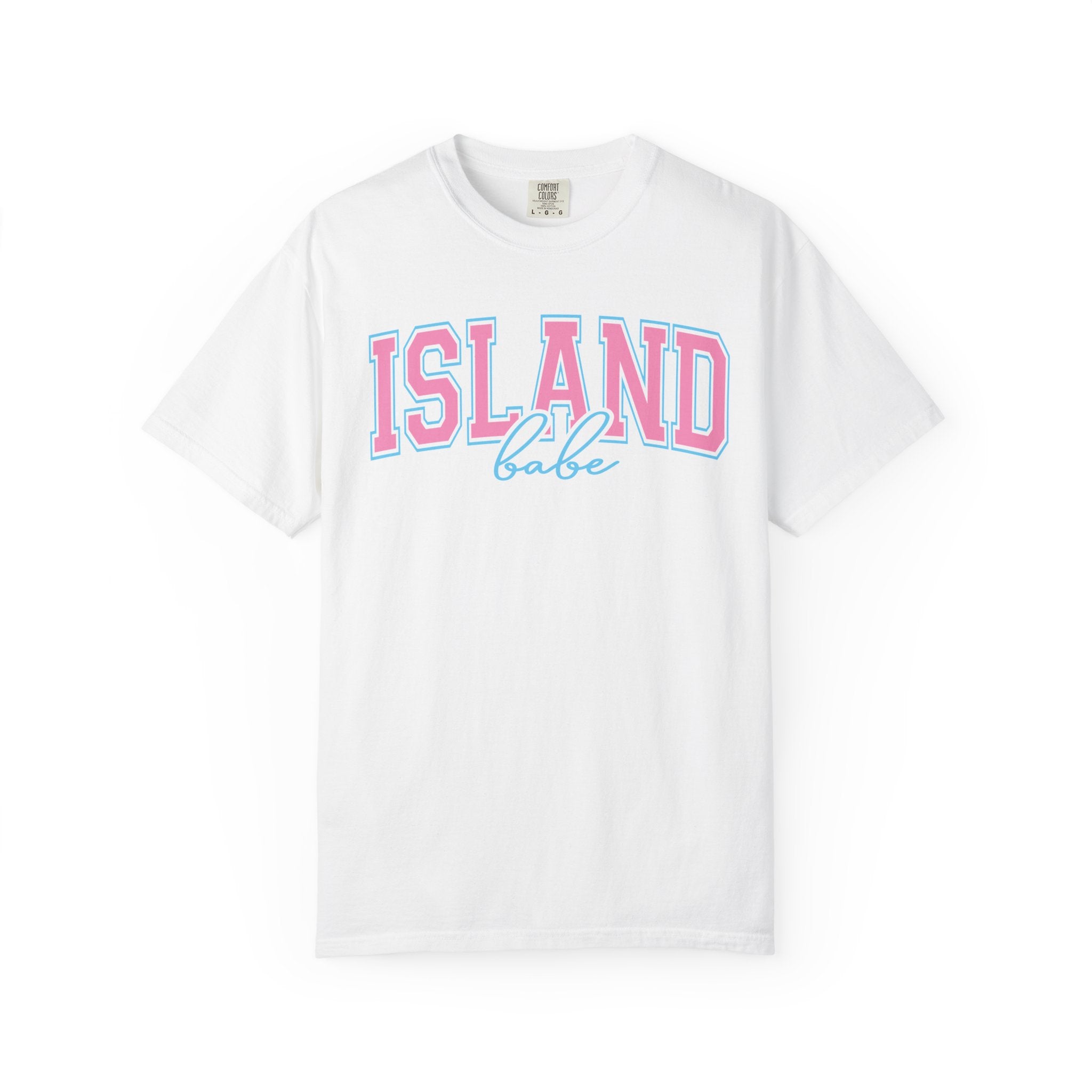 Island Babe T-Shirt — Retro Pink & Blue Beach Tee