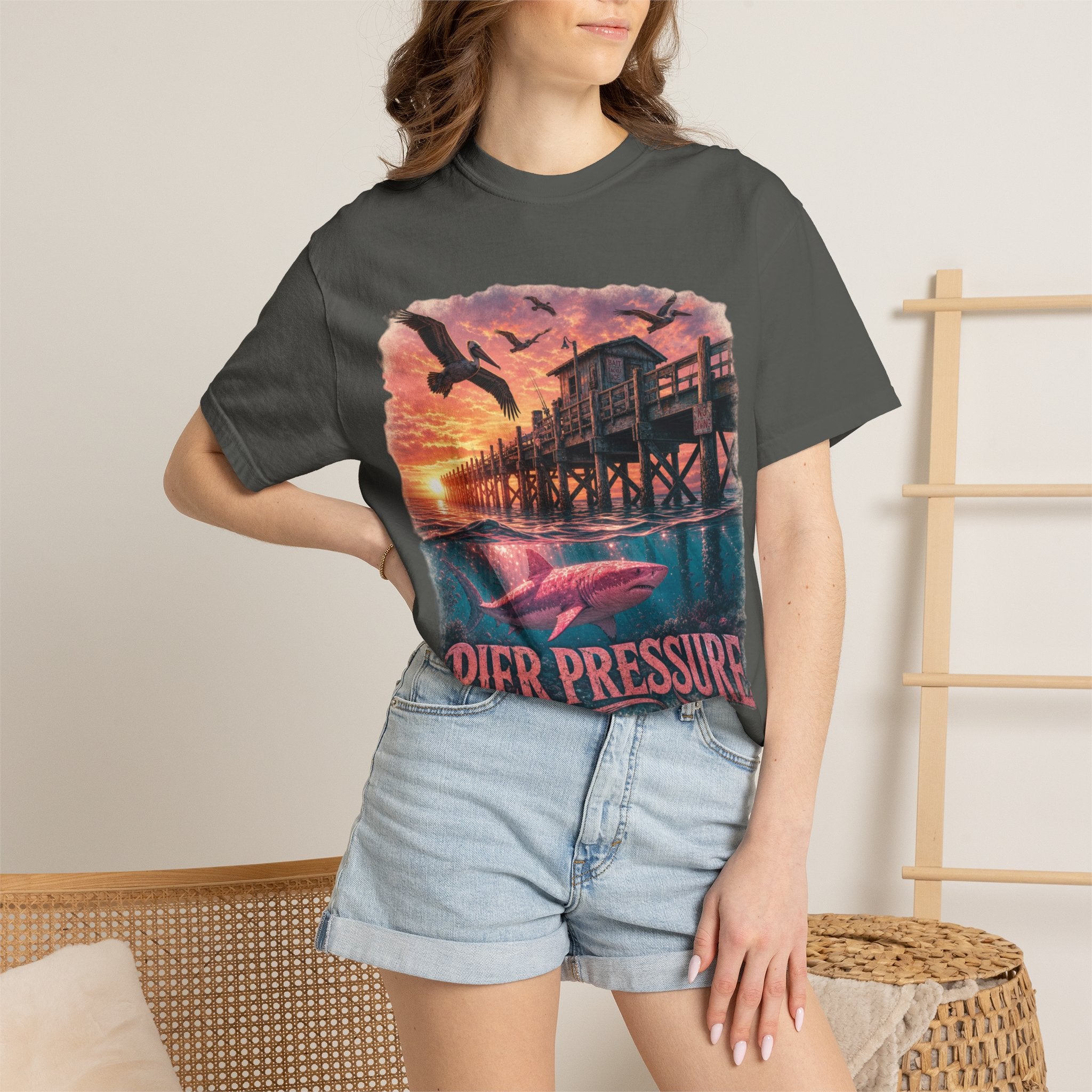 Pier Pressure T-Shirt — Vintage Shark Pier Sunset Tee