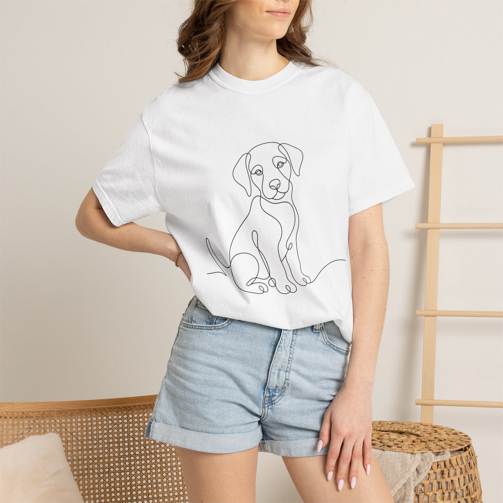 Puppy Line Art T-Shirt — Minimal Dog Illustration Tee