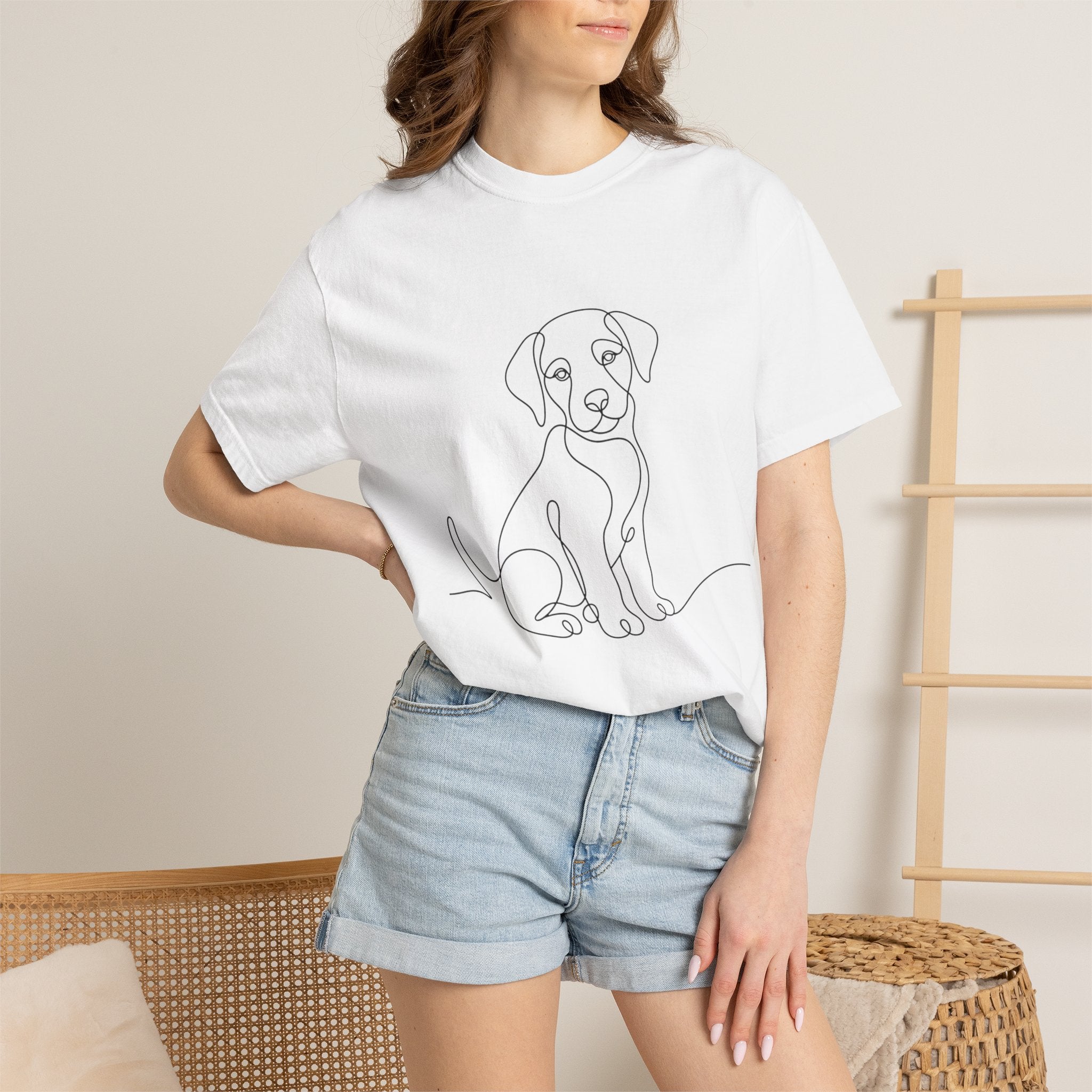 Puppy Line Art T-Shirt — Minimal Dog Illustration Tee