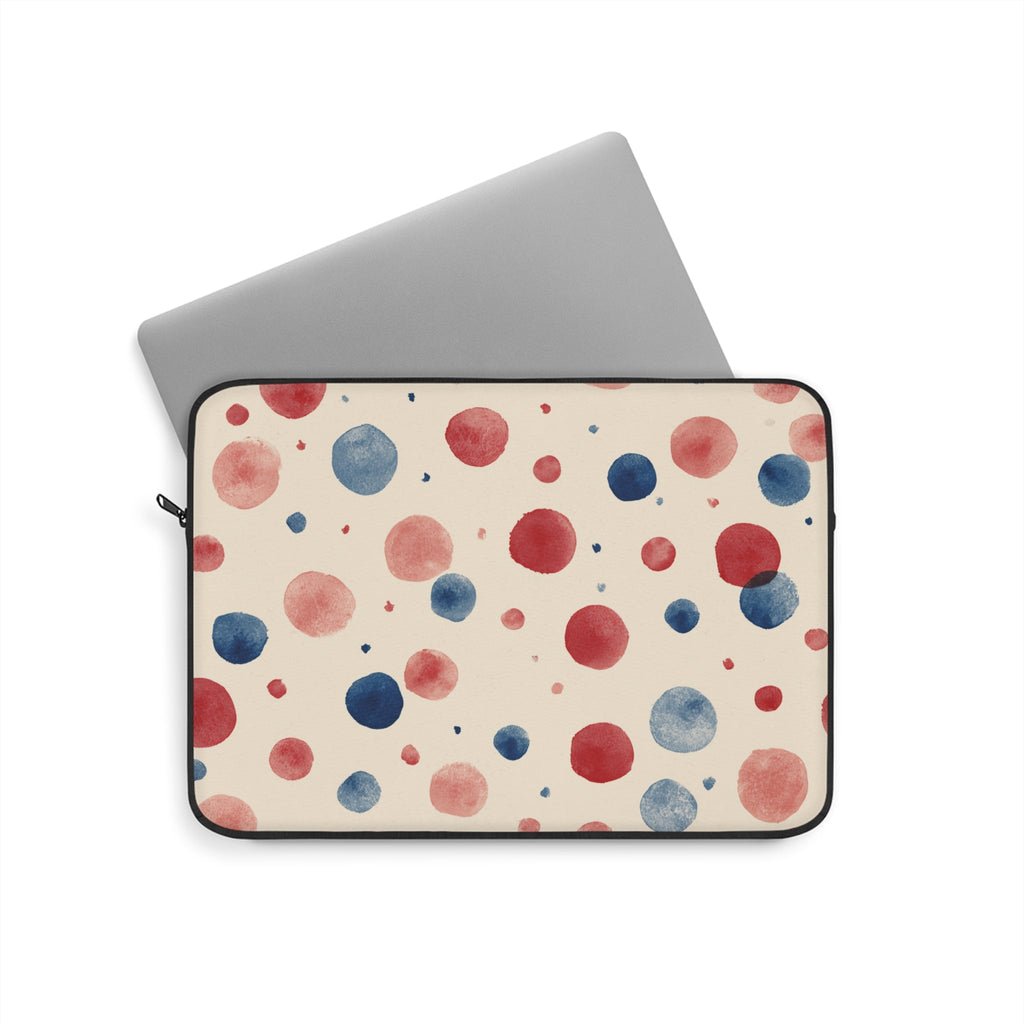 Watercolor Polka Dot Laptop Sleeve â€“ Red & Blue Retro Spot Protection