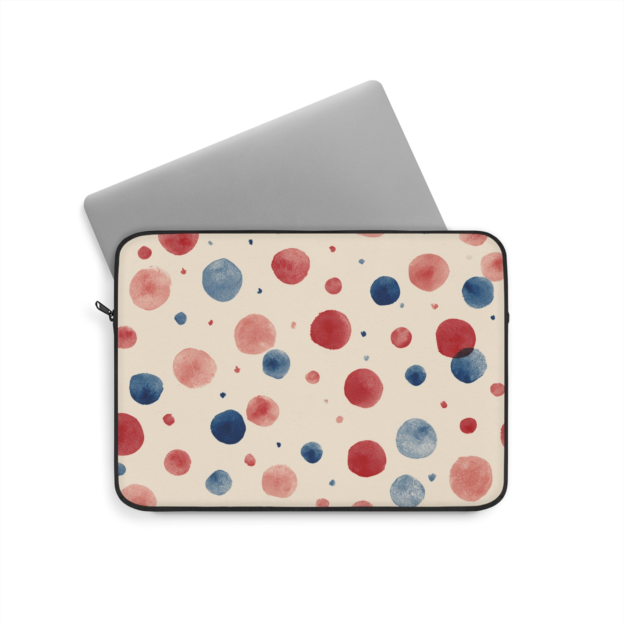 Watercolor Polka Dot Laptop Sleeve â€“ Red & Blue Retro Spot Protection