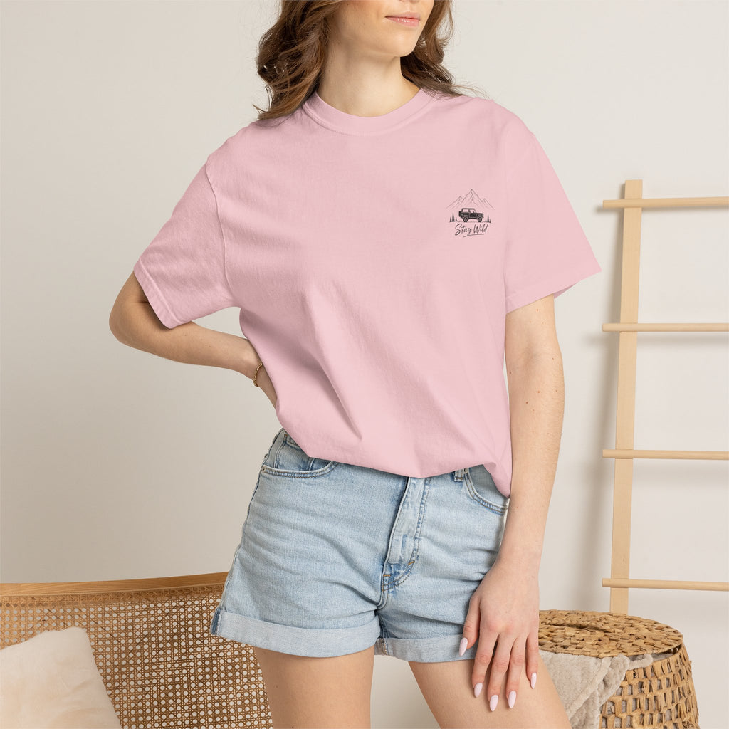 Chase The Horizon Adventure T-Shirt — Off-Road Camper & Mountains Graphic