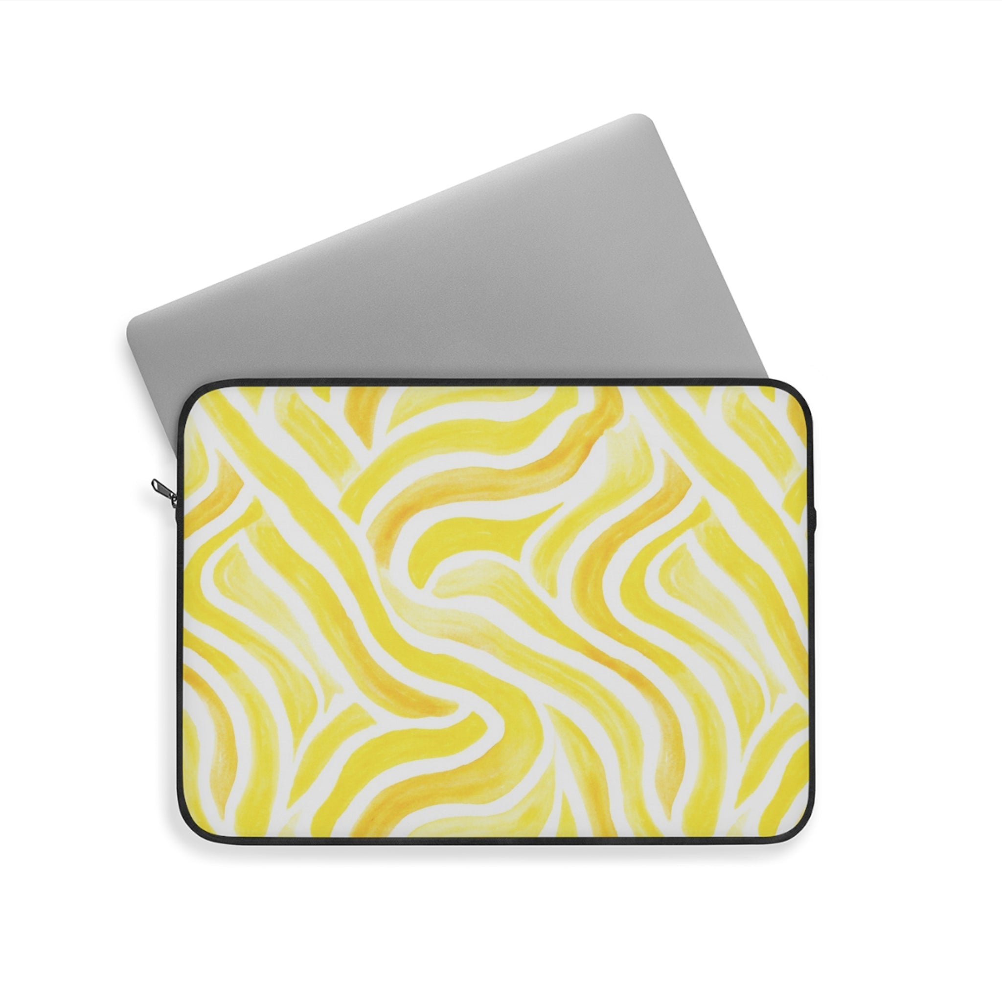 Yellow Abstract Zebra Print Laptop Sleeve