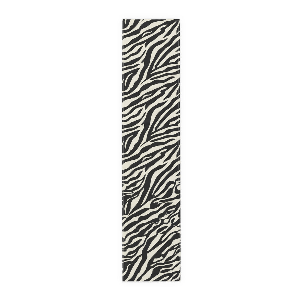 Zebra Print Table Runner â€” Black & White Animal Stripe Dining Decor