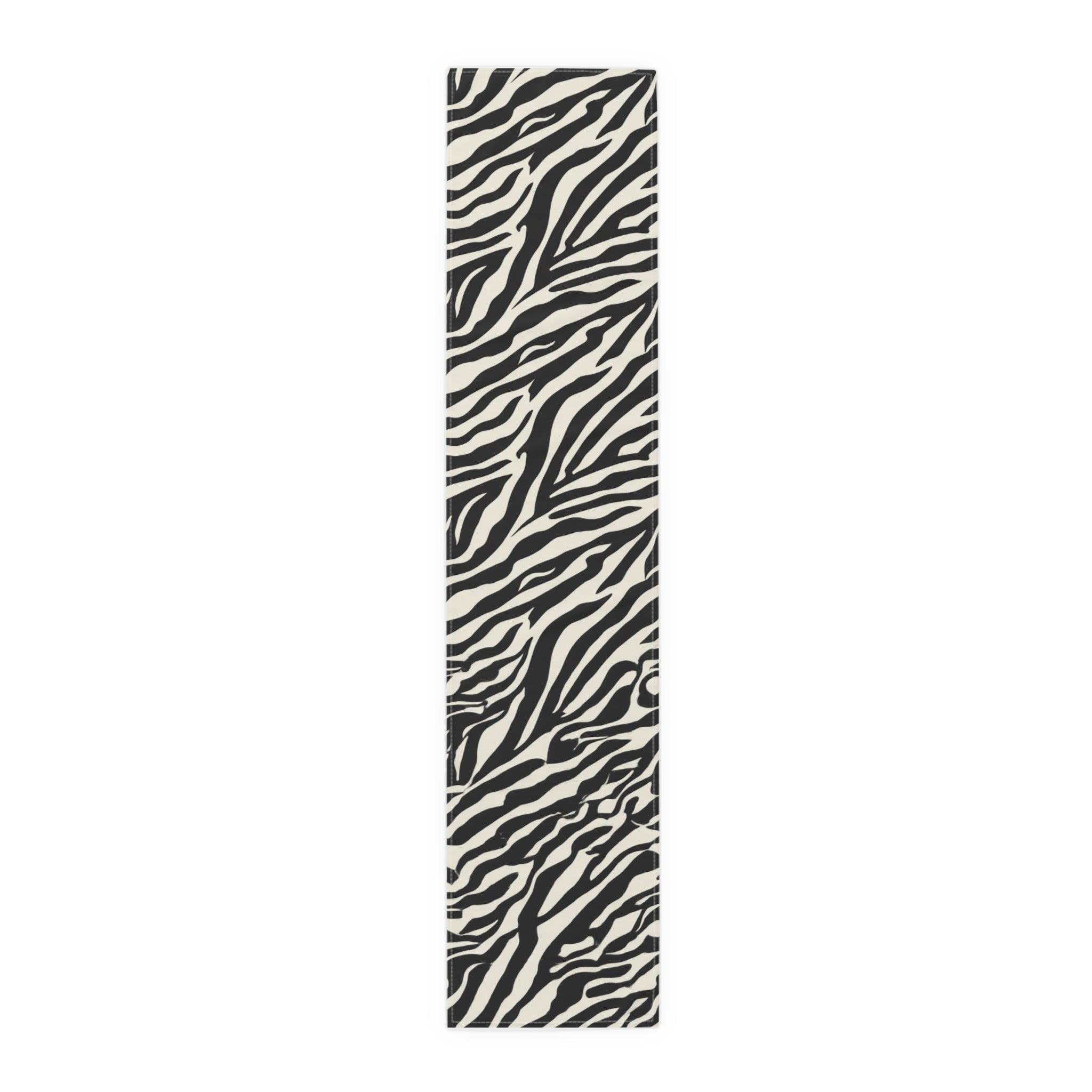 Zebra Print Table Runner â€” Black & White Animal Stripe Dining Decor