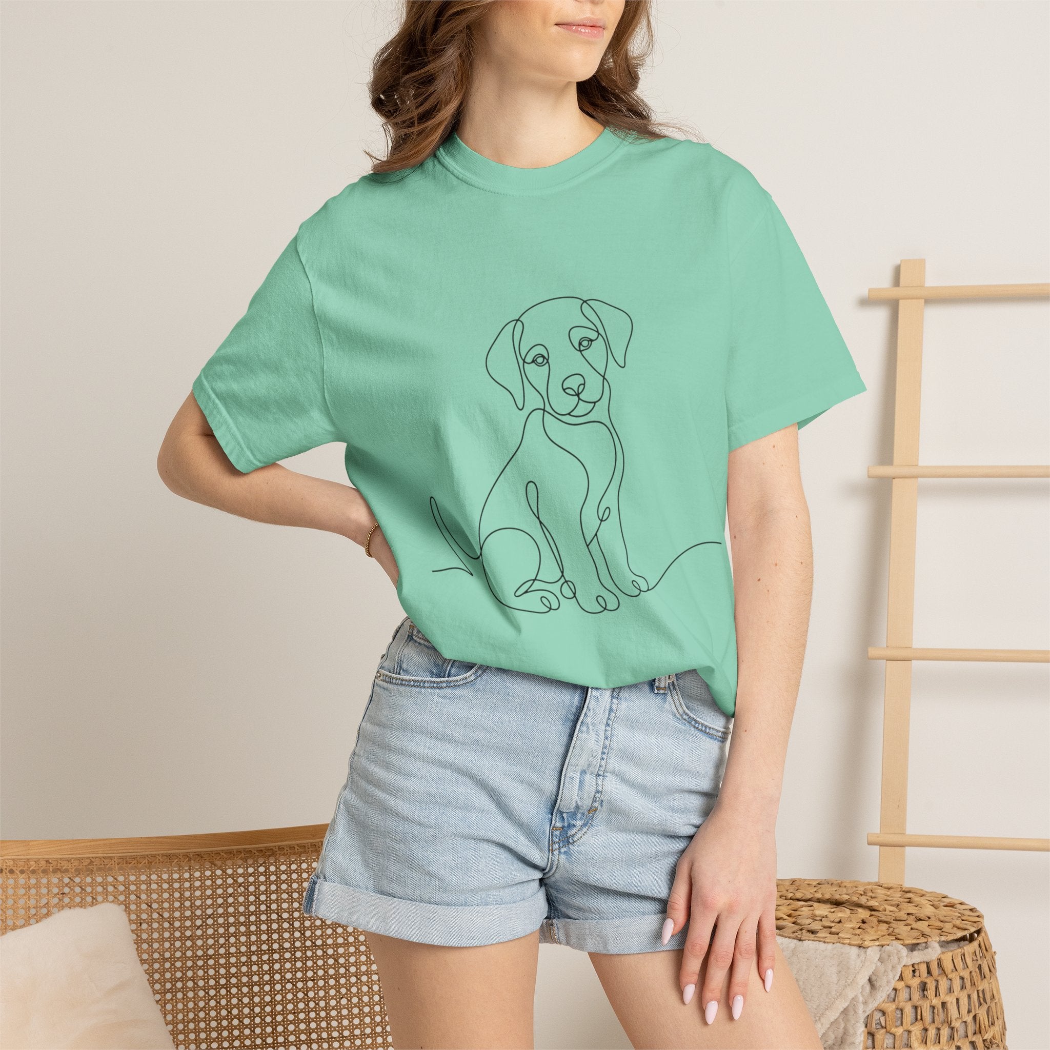 Puppy Line Art T-Shirt — Minimal Dog Illustration Tee