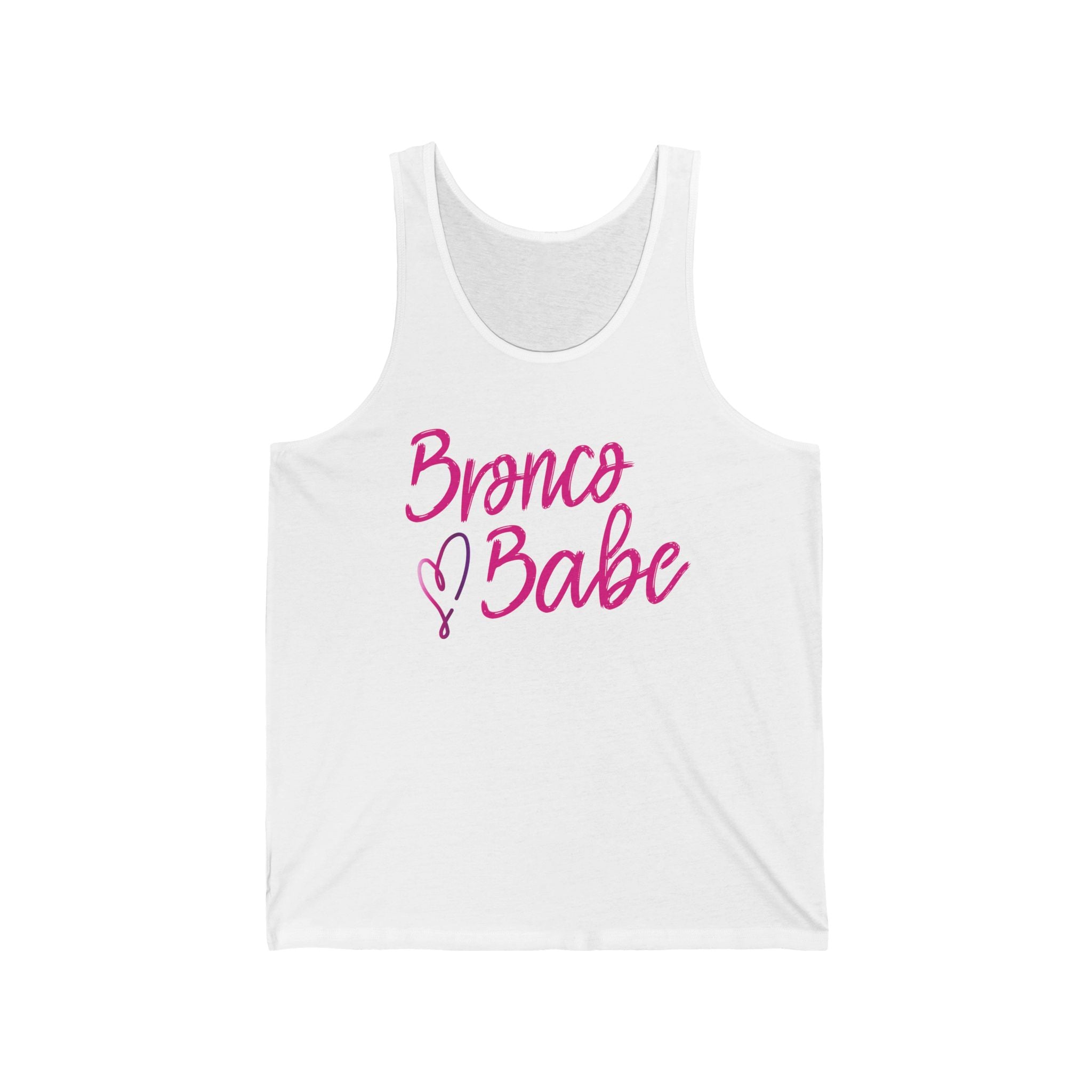 Bronco Babe Tank Top — Pink Script Rodeo Tee for Bronco Owners