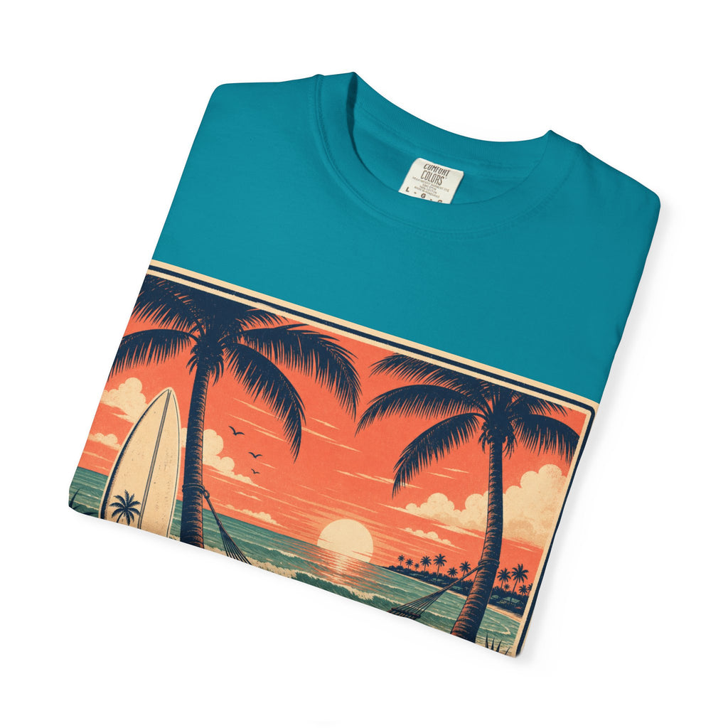 Island Time Graphic T-Shirt — "Island Time: No Rush, No Worries" Vintage Sunset Tee