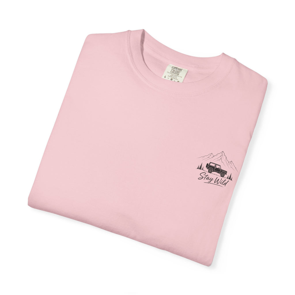 Chase The Horizon Adventure T-Shirt — Off-Road Camper & Mountains Graphic