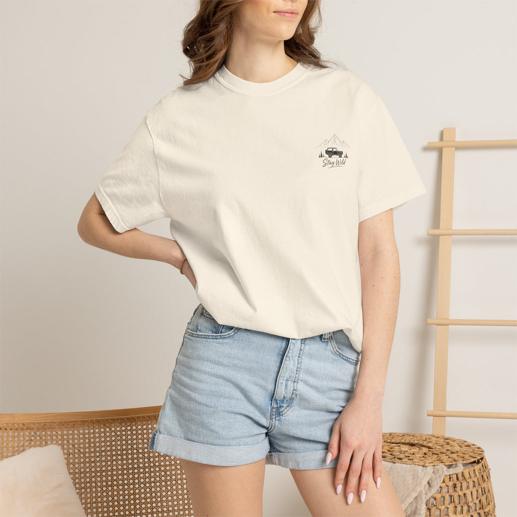 Chase The Horizon Adventure T-Shirt — Off-Road Camper & Mountains Graphic