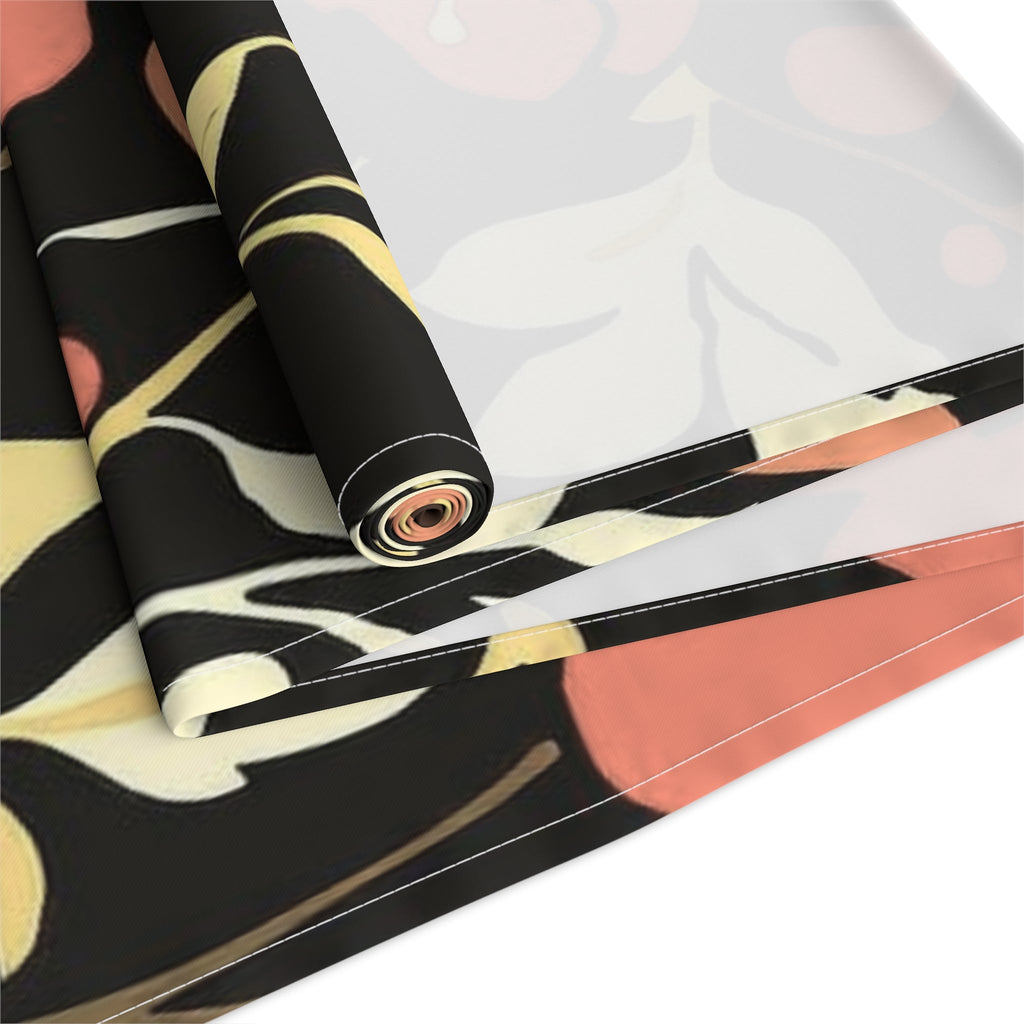 Floral Noir Table Runner â€” Coral & Cream Garden Pattern 16x72
