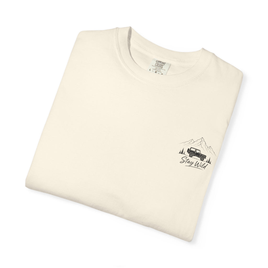 Chase The Horizon Adventure T-Shirt — Off-Road Camper & Mountains Graphic