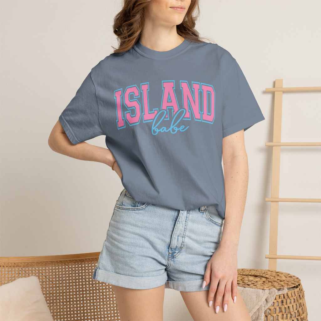 Island Babe T-Shirt — Retro Pink & Blue Beach Tee