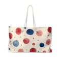 Watercolor Dot Weekender Bag â€” Red & Blue Polka Dot Travel Tote