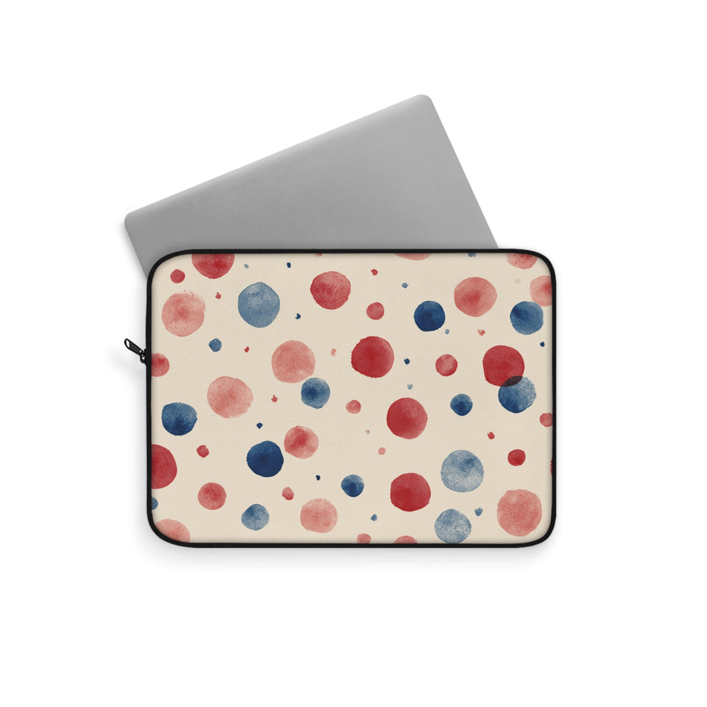 Watercolor Polka Dot Laptop Sleeve â€“ Red & Blue Retro Spot Protection