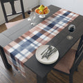 Plaid Watercolor Table Runner â€” Blue & Blush Cotton-Poly Decor