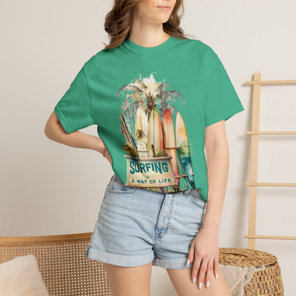 Surfing: A Way of Life T‑Shirt — Vintage Surfboard Beach Graphic Tee