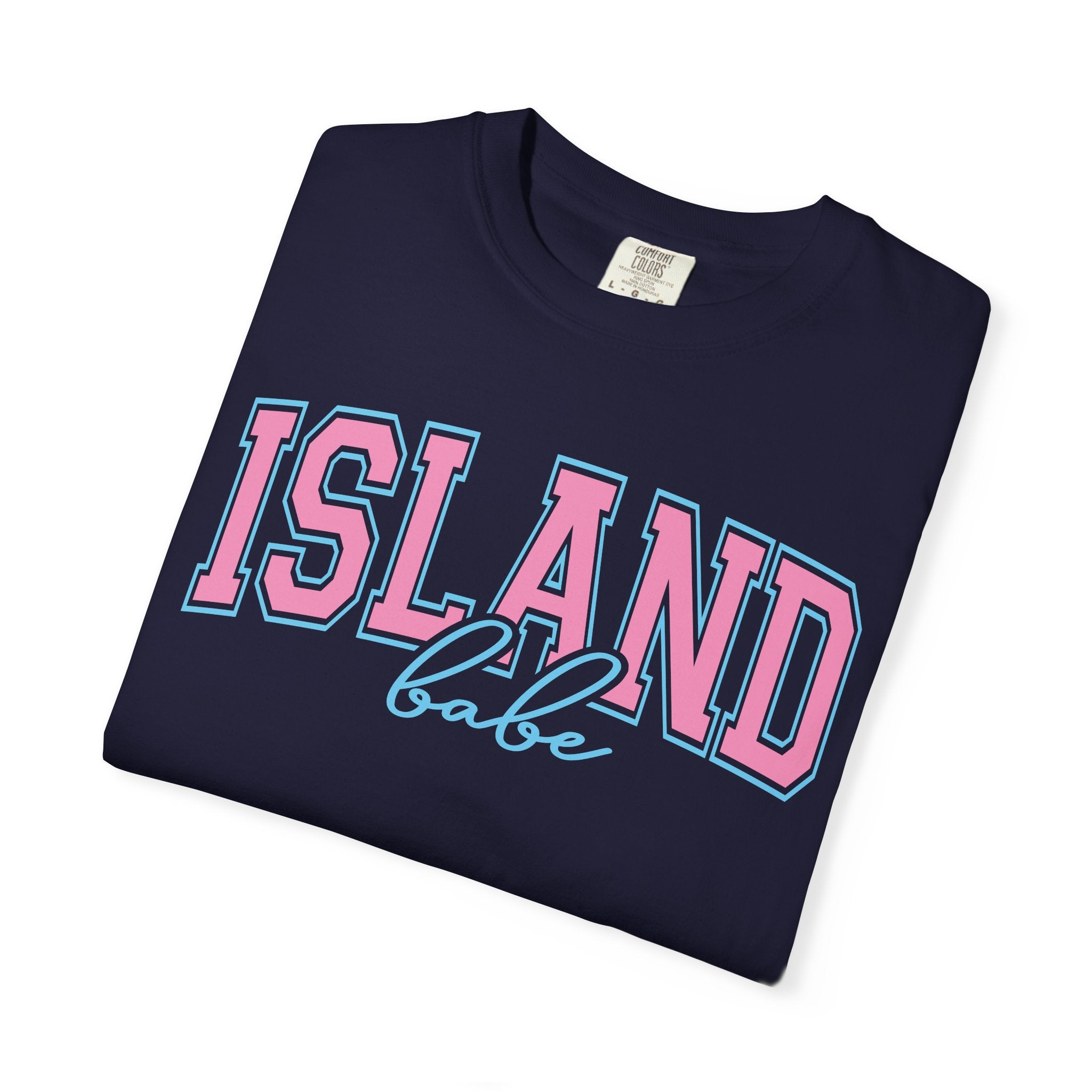 Island Babe T-Shirt — Retro Pink & Blue Beach Tee