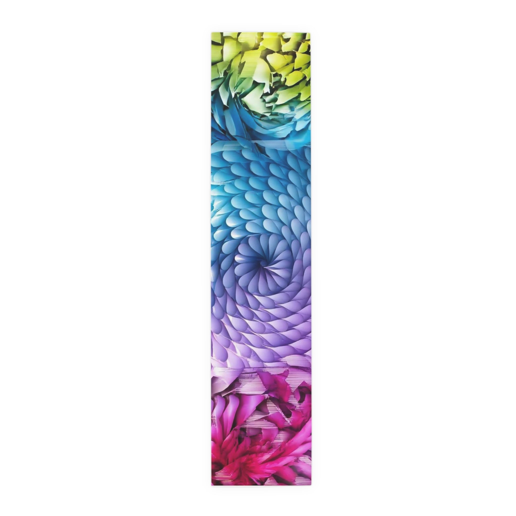 Color Burst Floral Table Runner â€” Rainbow Spiral Cotton-Blend Dining Decor
