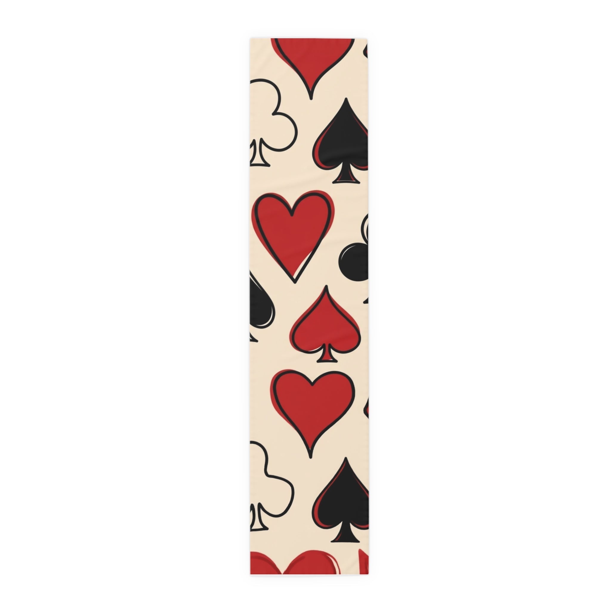 Card Suits Table Runner â€” Hearts & Spades Repeating Pattern Cotton-Poly Runner