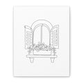 Window Shutter Line Art Canvas Print â€” Minimal Botanical Wall Decor