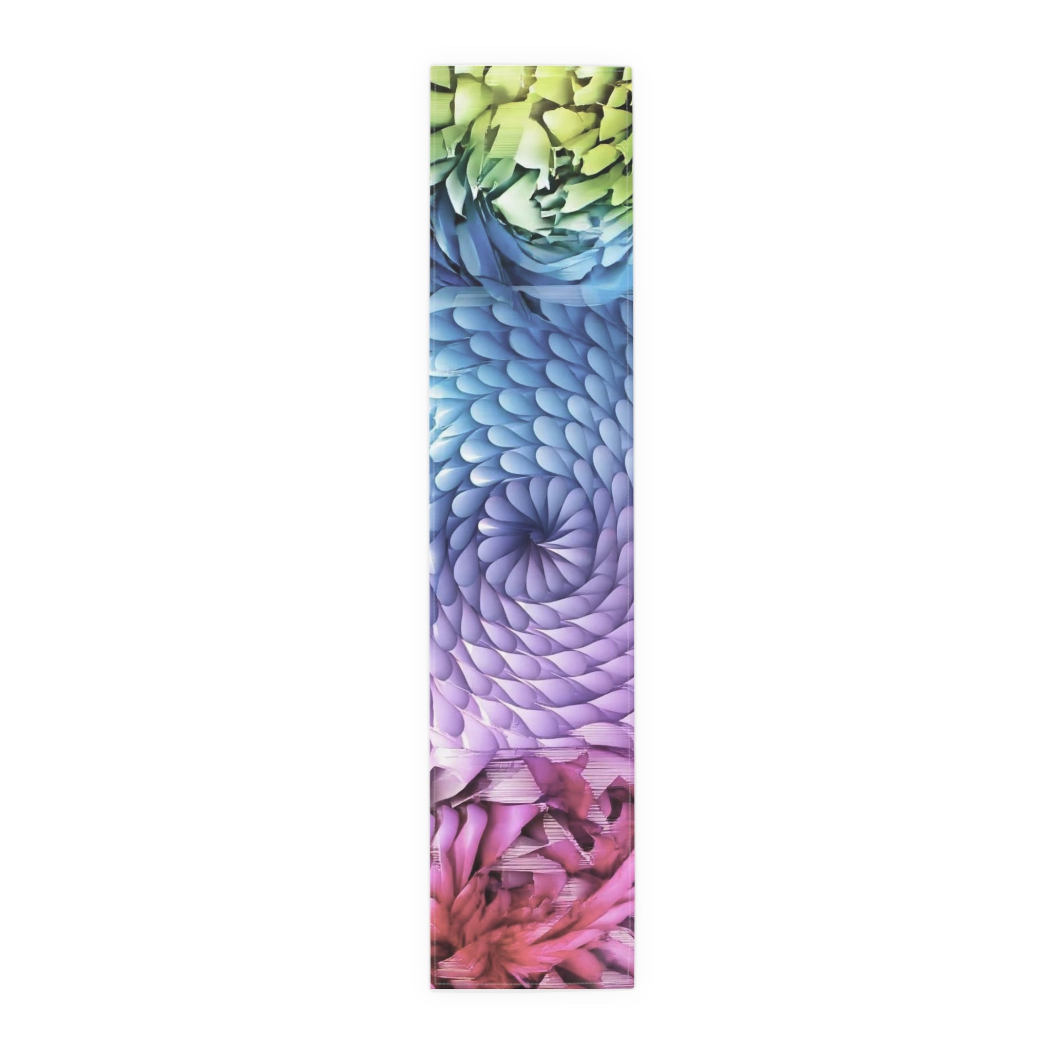 Color Burst Floral Table Runner â€” Rainbow Spiral Cotton-Blend Dining Decor