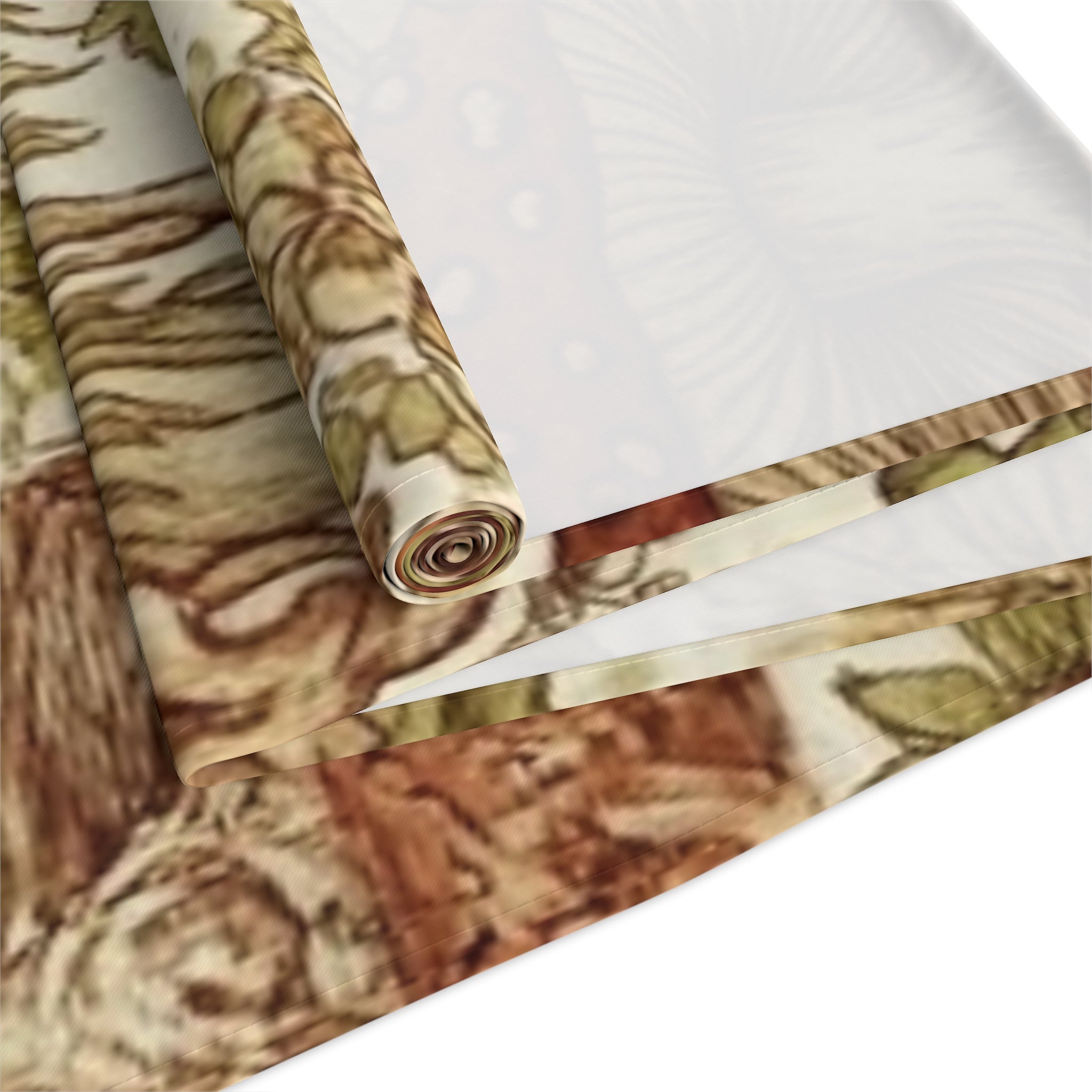 Mushroom Forest Table Runner â€” Vintage Botanical Cotton-Polyblend