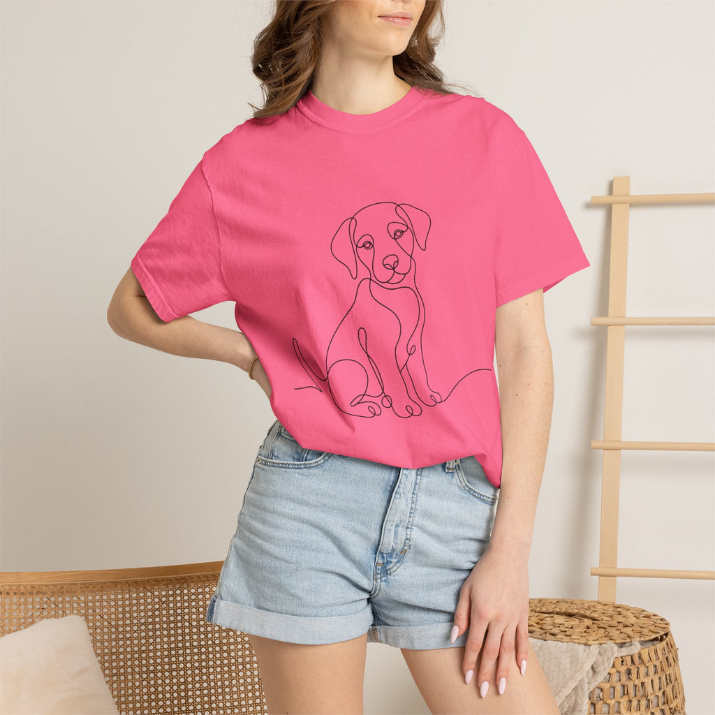 Puppy Line Art T-Shirt — Minimal Dog Illustration Tee