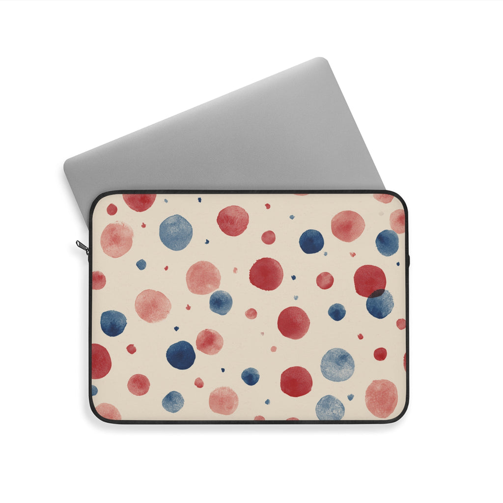 Watercolor Polka Dot Laptop Sleeve â€“ Red & Blue Retro Spot Protection