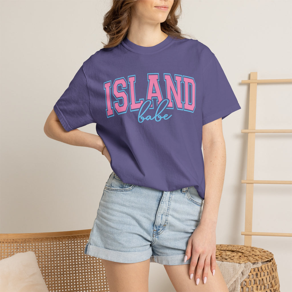 Island Babe T-Shirt — Retro Pink & Blue Beach Tee