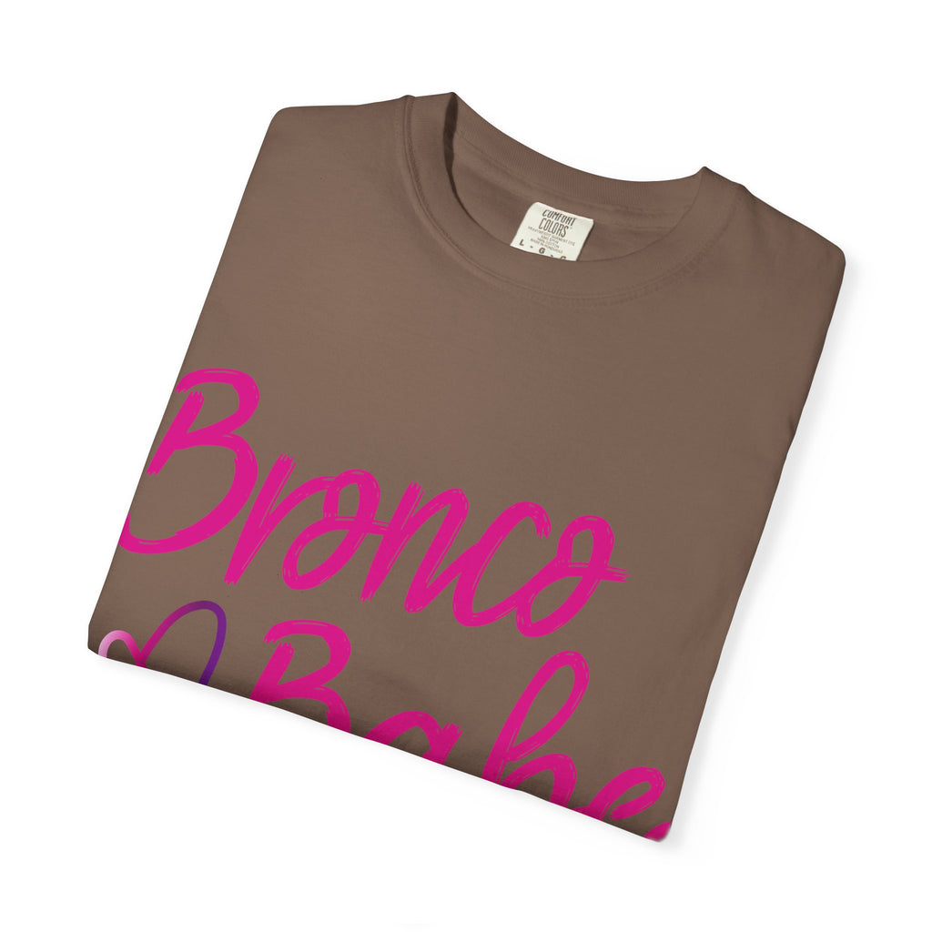 Bronco Babe T‑Shirt — Pink Script Heart Bronco Owner