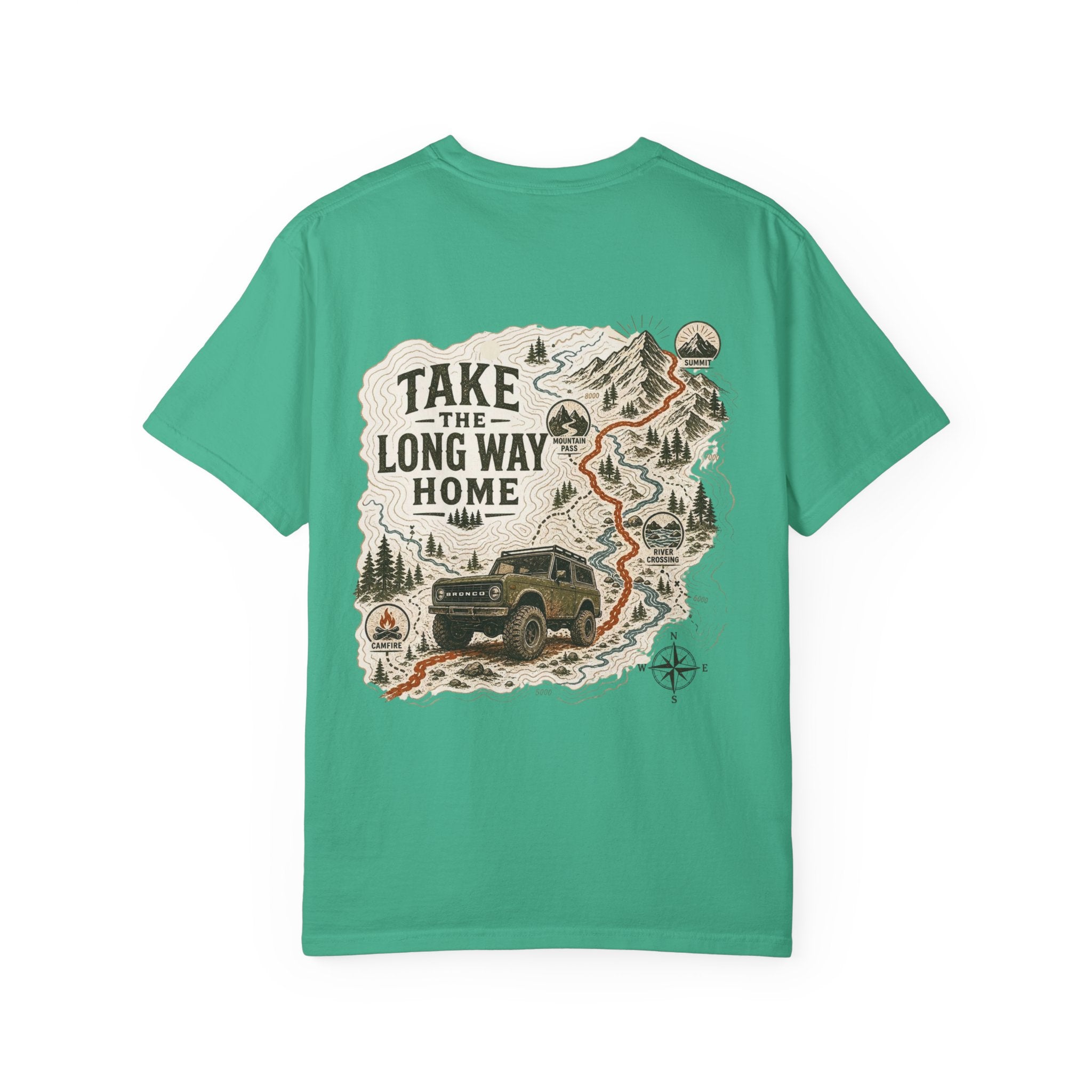 Take the Long Way Home T-Shirt — Adventure Off-Road Map Graphic Tee