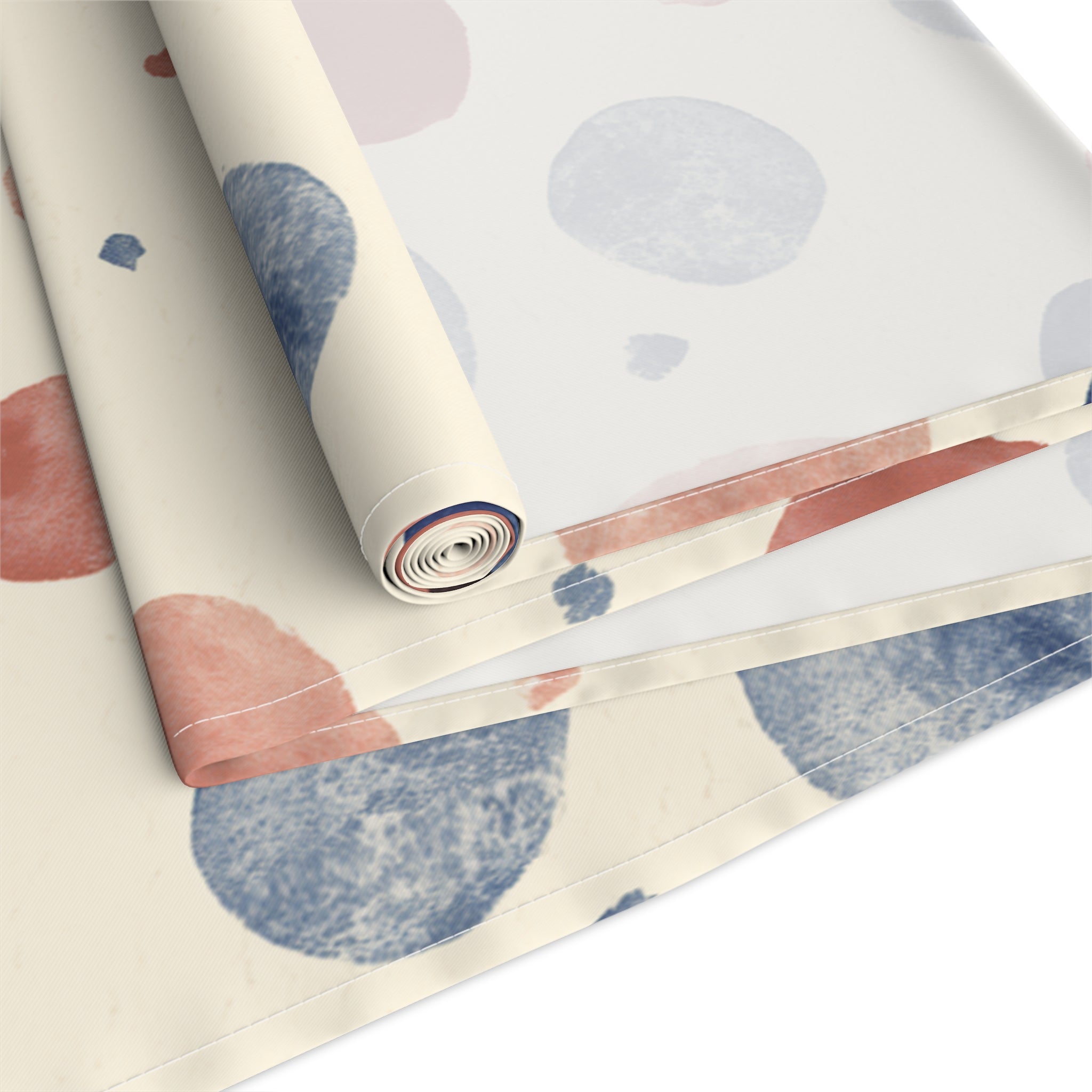 Watercolor Dot Table Runner â€” Neutral Blush & Navy Cotton-Poly Table Decor
