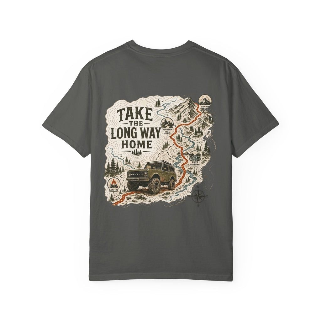 Take the Long Way Home T-Shirt — Adventure Off-Road Map Graphic Tee