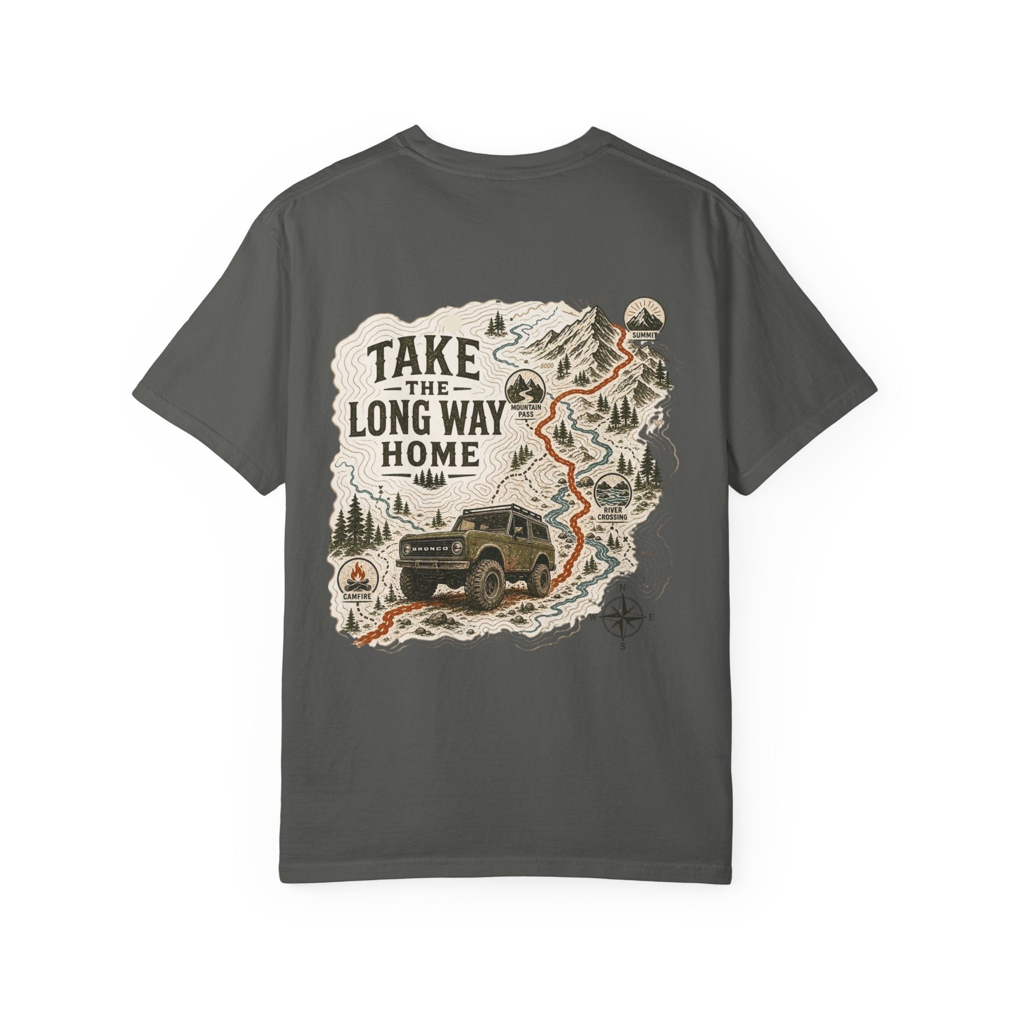 Take the Long Way Home T-Shirt — Adventure Off-Road Map Graphic Tee