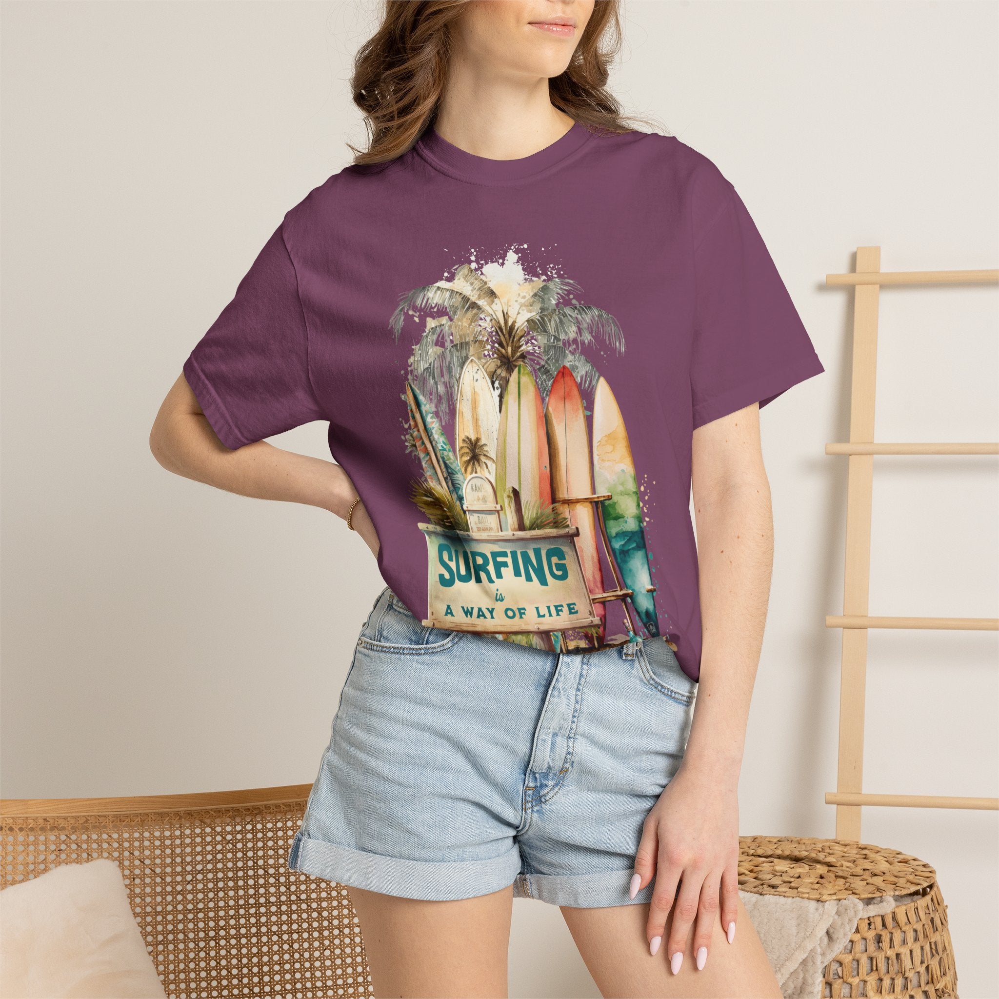 Surfing: A Way of Life T‑Shirt — Vintage Surfboard Beach Graphic Tee