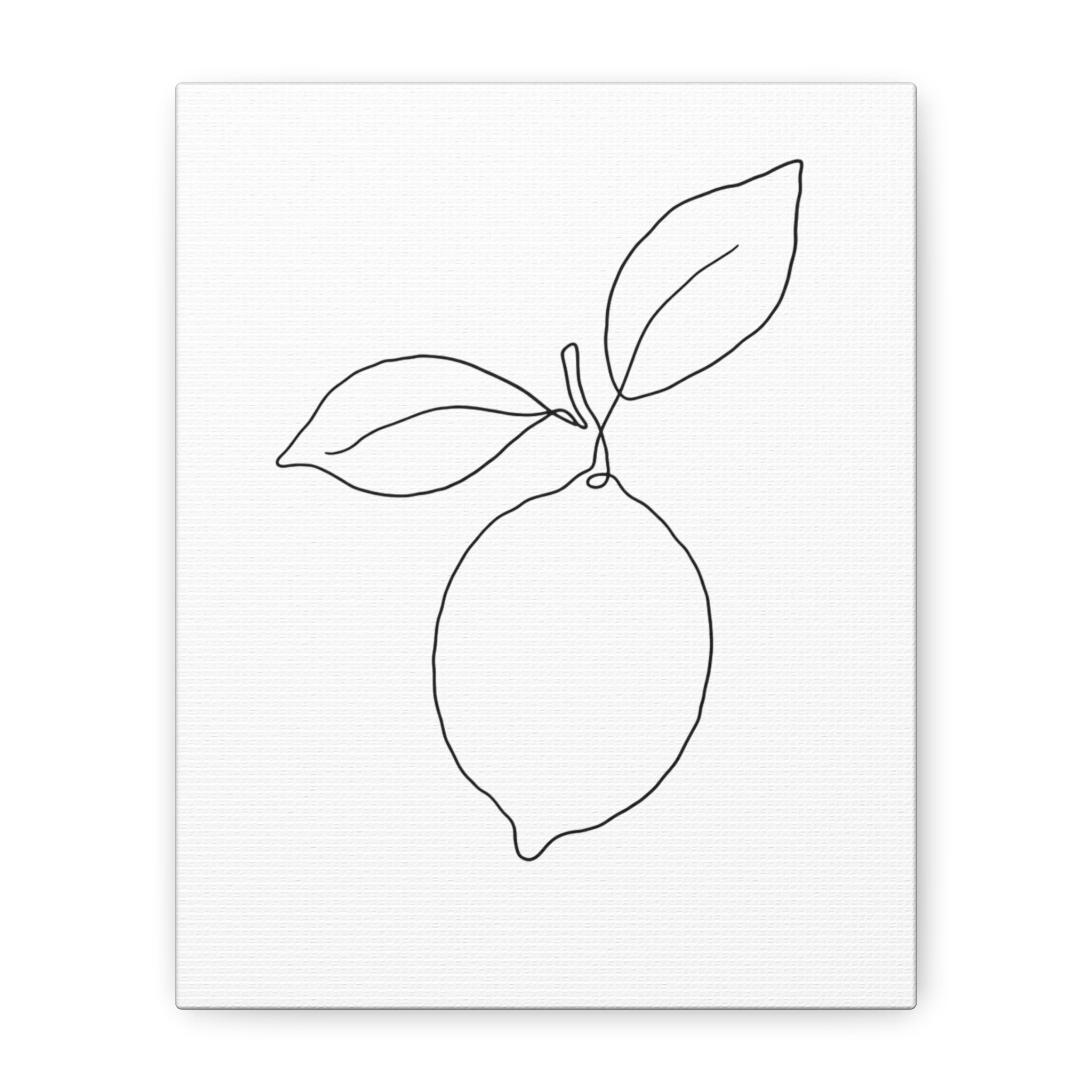 Lemon Line Art Canvas Print â€” Minimal Botanical Wall Art
