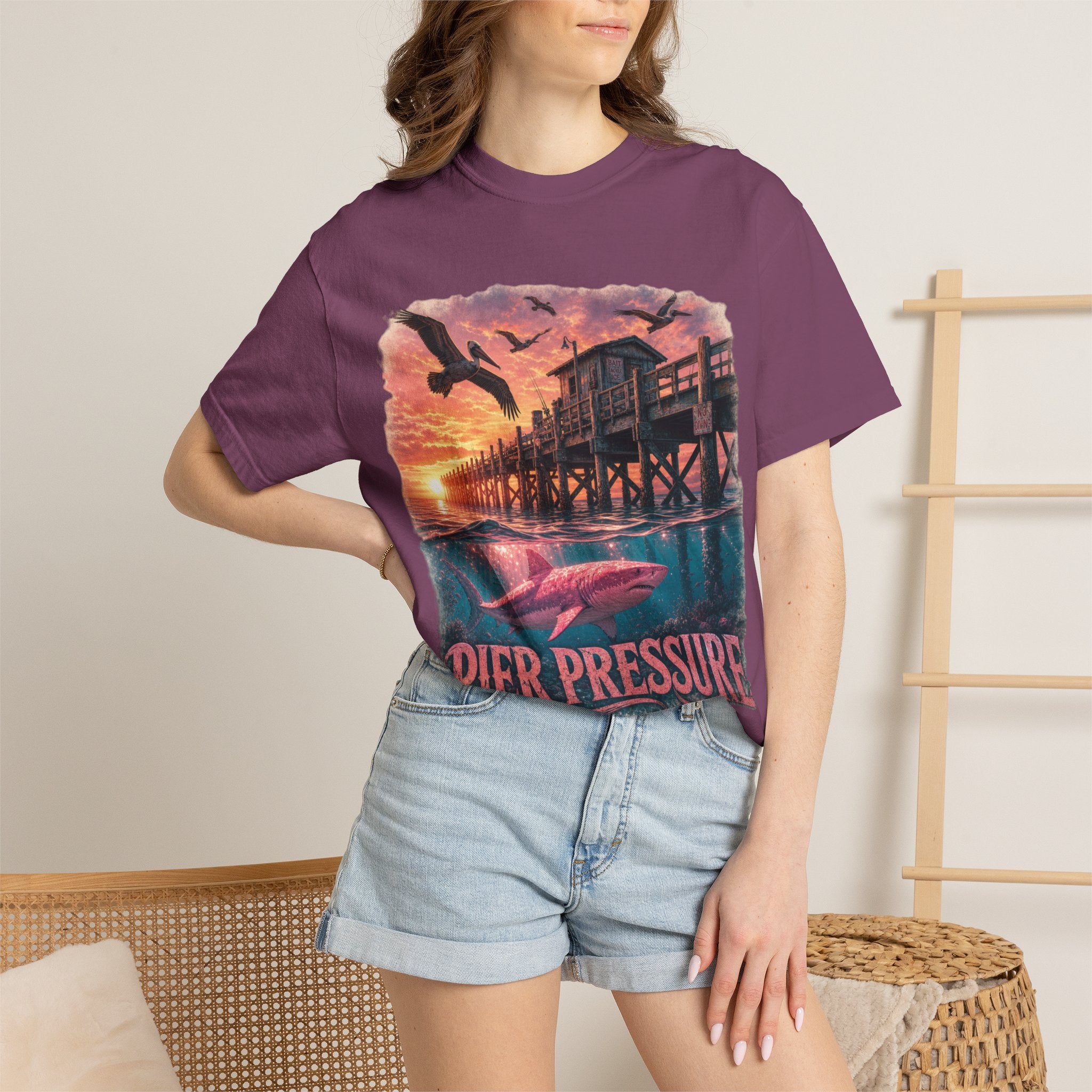 Pier Pressure T-Shirt — Vintage Shark Pier Sunset Tee
