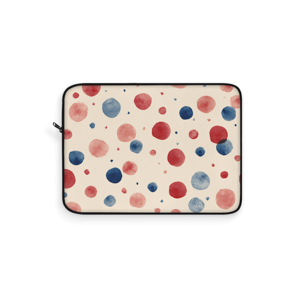 Watercolor Polka Dot Laptop Sleeve â€“ Red & Blue Retro Spot Protection