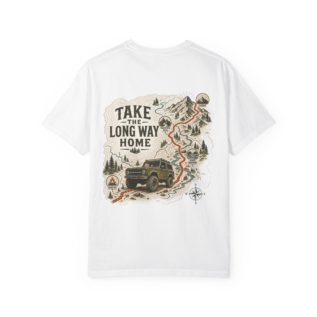 Take the Long Way Home T-Shirt — Adventure Off-Road Map Graphic Tee