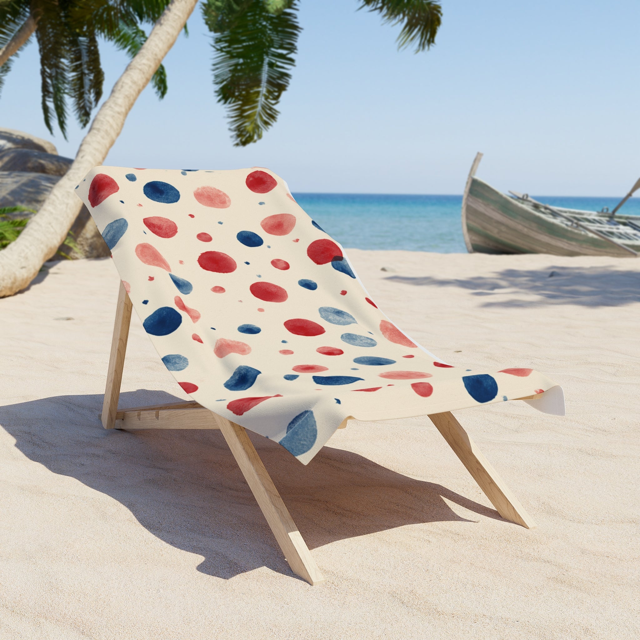 Polka Dot Beach Towel â€“ Red, White, & Blue Watercolor Dots