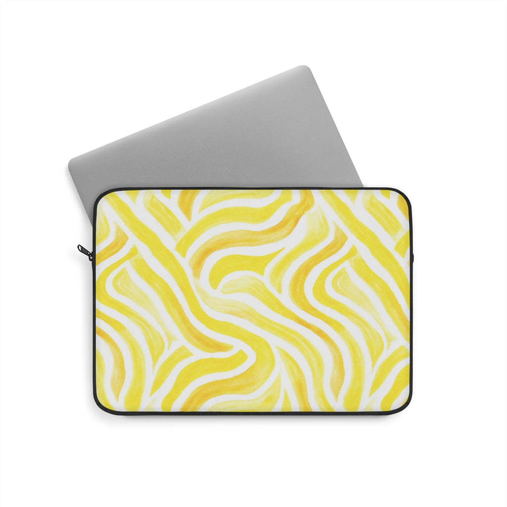Yellow Abstract Zebra Print Laptop Sleeve