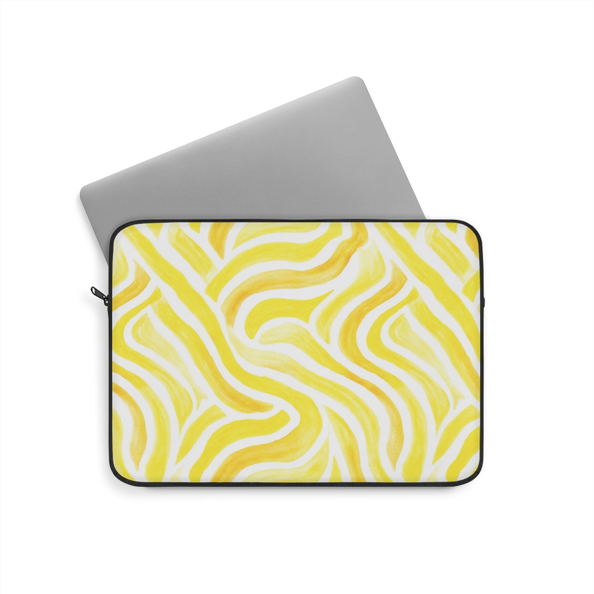 Yellow Abstract Zebra Print Laptop Sleeve