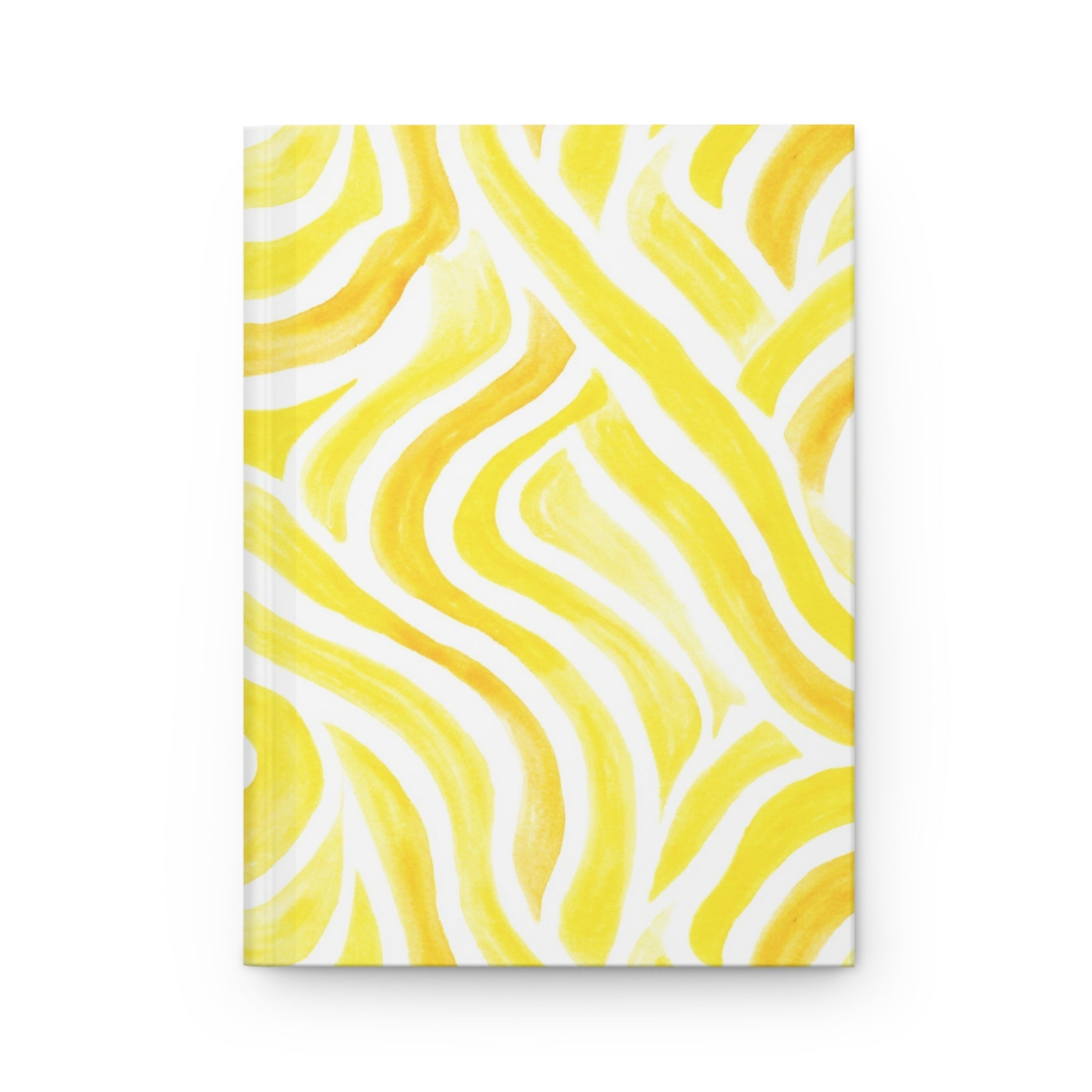 Yellow Abstract Swirl Hardcover Journal â€” Bright Wavy Pattern Notebook