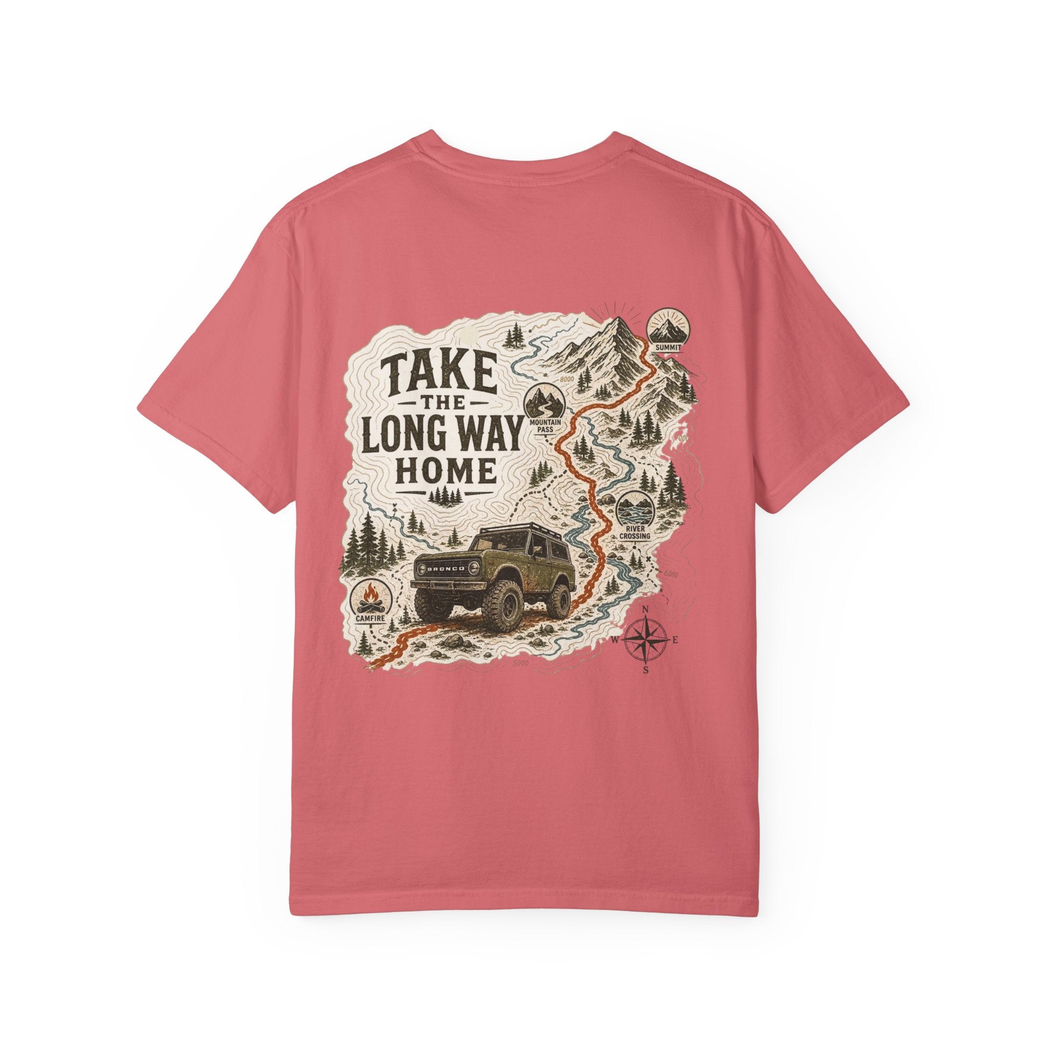 Take the Long Way Home T-Shirt — Adventure Off-Road Map Graphic Tee